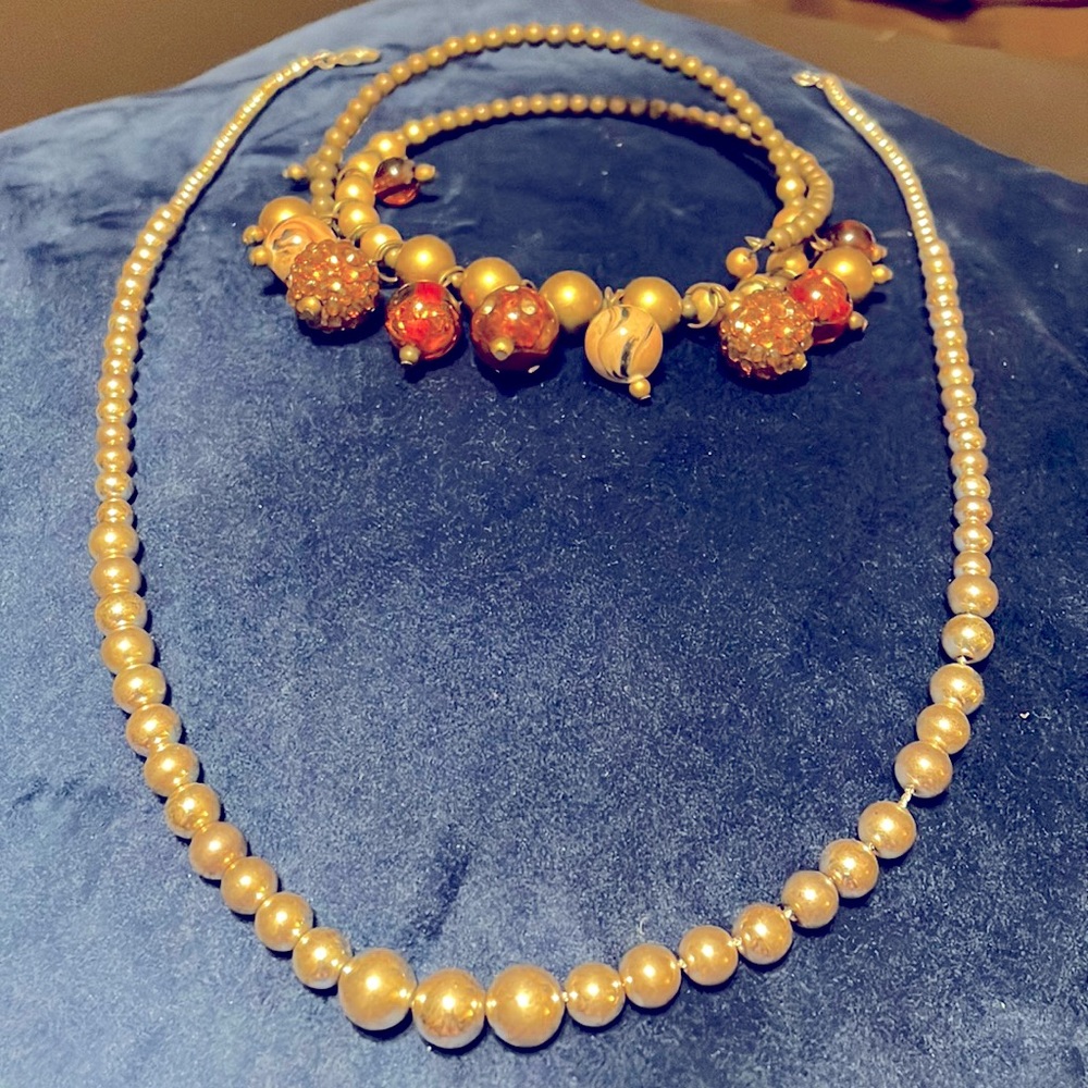 Autumn Bronze and silver beaded bracelet with matching necklace